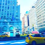New York yellow cab street scene